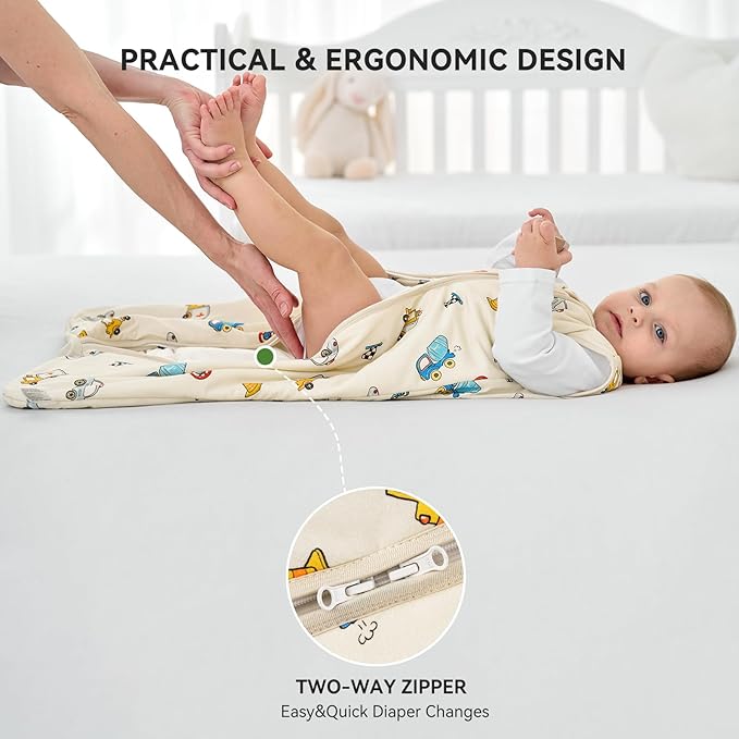 Baby Sleep Sack 6-12 Months Rayon Made From Bamboo 1.0 Tog Soft Wearable Blanket Baby Sleeping Bag for Infant Newborn 2-Way Zipper Toddler Sleep Sacks