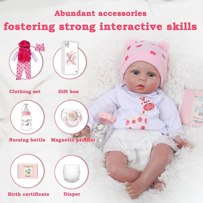 CHAREX Reborn Baby Dolls - 22 inches Realistic Newborn Soft Vinyl Baby Dolls Toy for Kids Age 3+