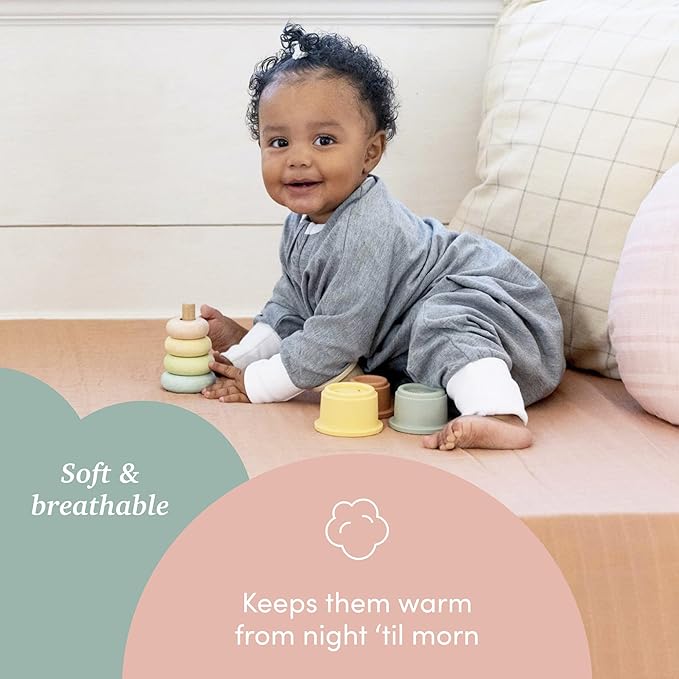 SleepingBaby Flying Squirrel Toddler Pajamas with Practical Zipper for Quick Diaper Changes and Travel Comfort - Heather Grey - 2-3T