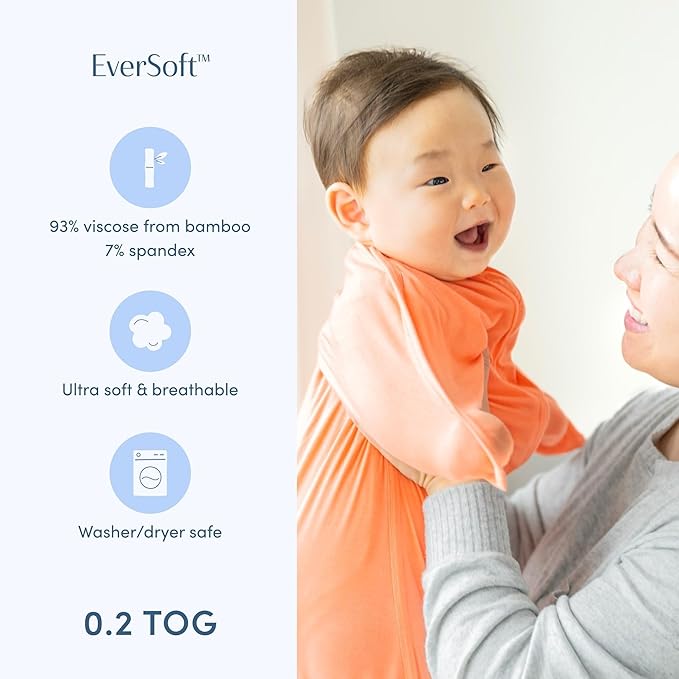 SleepingBaby EverSoft Zipadee-Zip Transition Swaddle - Roomy Wearable Blanket with Two Way Zipper - Viscose from Bamboo - Peach Fuzz, Large (12-24 Month)