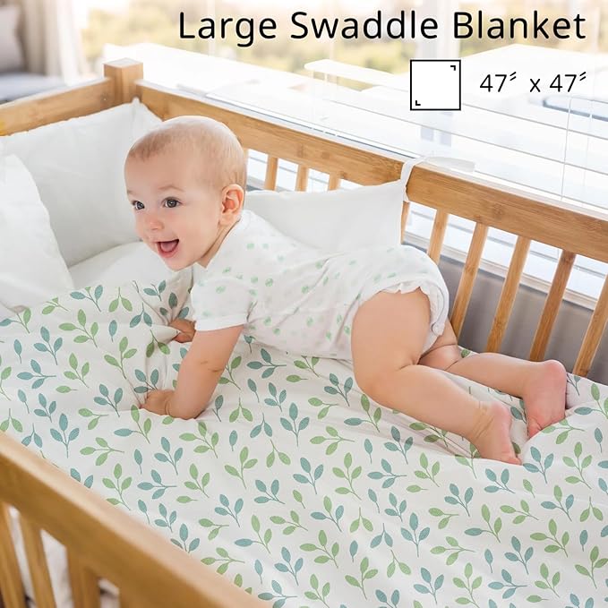 HECCEI Muslin Swaddle Blanket - Baby Muslin Blanket Large Swaddles 47 x 47 inches Breathable & Soft Baby Receiving Blanket Gender Neutral for Newborn Boys Girls, Garden Friend