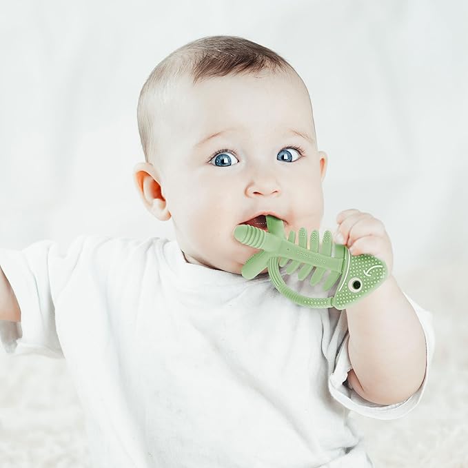 3in1 Infant Toys, Baby Teething Toys 0-3-6-12 Months, Teethers for Babies 3-6 6-12 Months for Teething Relief, Gifts, Silicone, Sensory, Baby Toys 0-6 Months, USA Patent Pending,Rainbow Fish