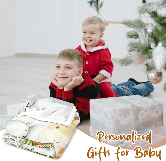 Personalized Baby Blanket for Boys, Custom Baby Blanket for Kids Customized Name Blankets in Easter Personalized Gifts for Christmas Birthday Infant Newborn Shower (Green)
