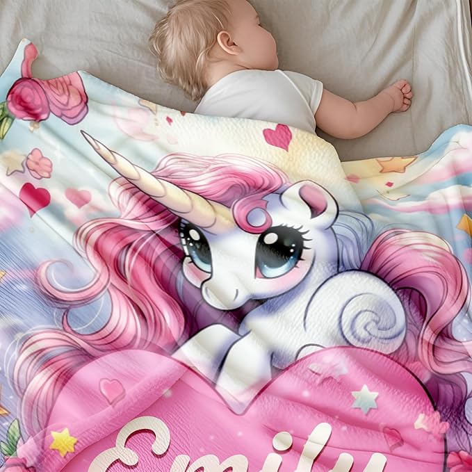 Ship Next Day, Personalized Baby Blanket for Boys Girls - Printed in USA, Custom Baby Blanket with Name Super Soft Plush Flannel, Easter Christmas Brithday Gifts for Baby Shower Kids Toddlers Newborn