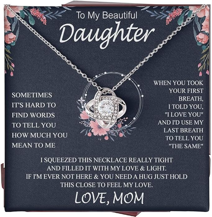 To My Daughter Gift Necklace From Dad or Mom - Badass Daughter Jewelry With Heartfelt Message & Elegant Box