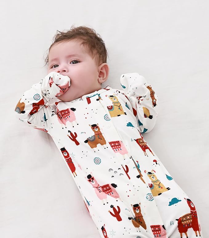 Baby Nightgowns Sleeper Gown Newborn Long Sleeve Pajama Gowns Unisex Viscose from Bamboo Infant Sleepwear
