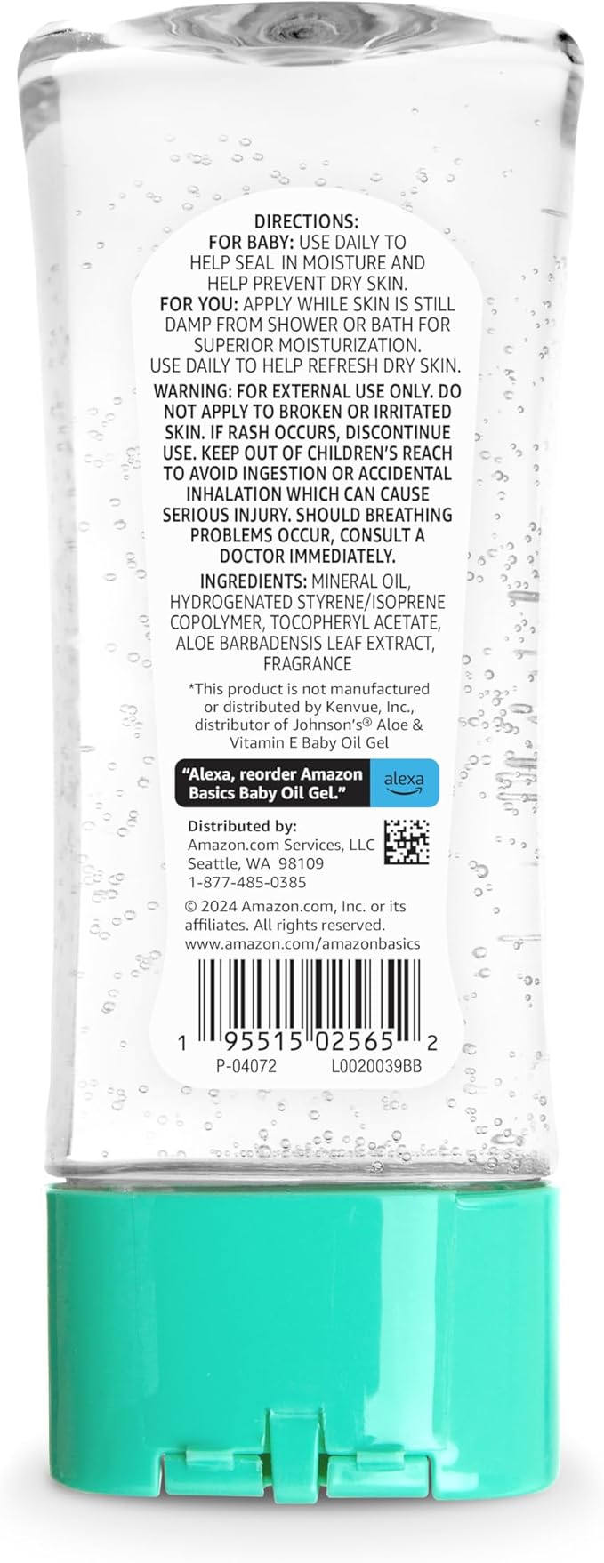 Amazon Basics Baby Oil Gel with Aloe Vera & Vitamin E, 6.5 Fl Oz (Pack of 1) (Previously Solimo)