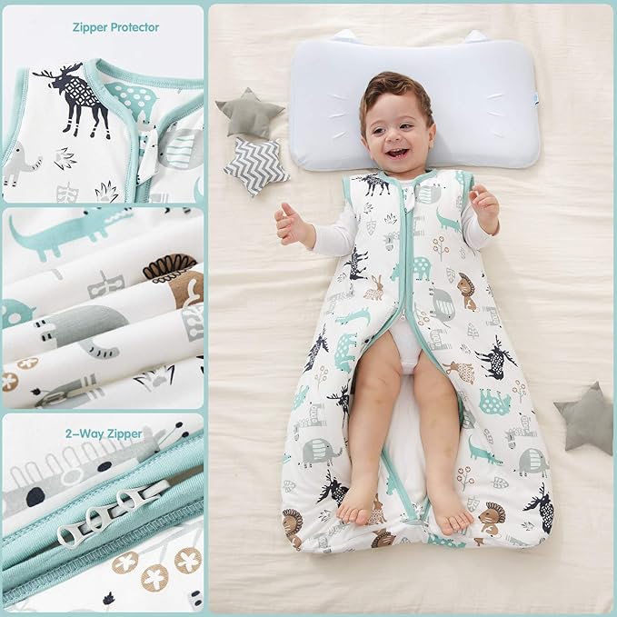 Mosebears Sleep Sack Baby Winter Wearable Blanket with 2-Way Zipper,2.5 TOG Cotton Sleep Sack Unisex (Deer, 0-6 Months)