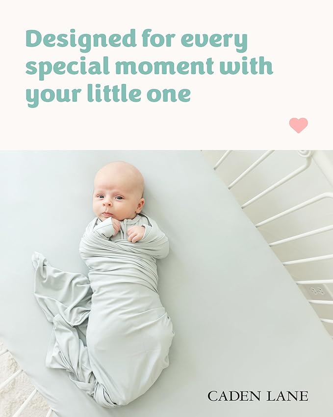 Caden Lane Baby Swaddle & Receiving Blanket, Soft, Breathable & Temperature-Regulating Bamboo Viscose Fabric for Swaddling Newborns, Gender Neutral Infant Blanket for Boys & Girls, Lily Pad Green