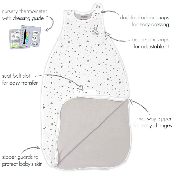 Woolino Toddler Sleeping Sack, 4 Season, Merino Wool and Organic Cotton, Baby Sleep Bag, 2-4 Years, Strawberry