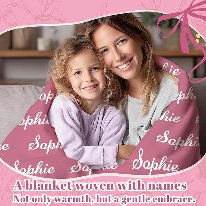 Personalized Baby Name Blanket, Custom Blankets and Throws with Name for Kids Girls Boys, Customized Toddler Blanket Gifts for Christmas Birthday Baby Shower (Name Text)