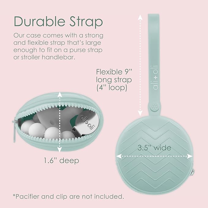 Ali+Oli BPA-Free Silicone Pacifier Holder Case (1-pk) Diaper Bag Accessory Newborn Travel Baby Pacifier Pouch (Chutney)