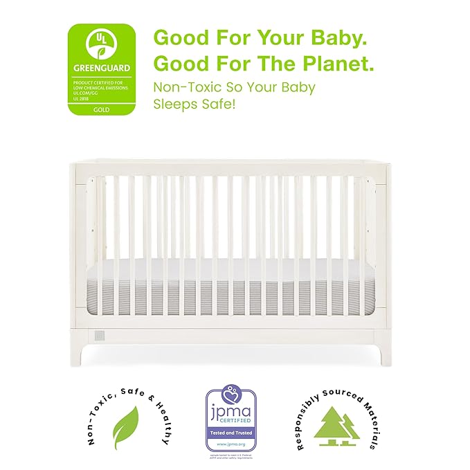 Delta Children babyGap Wren 4-in-1 Convertible Crib Greenguard Gold Certified, Antique White