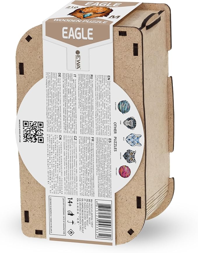 Eco-Wood-Art Wooden Puzzle - Eagle M | Majestic Bird Jigsaw Puzzle for Adults | 3D Eagle Decor | 210 Intricate Pieces | Eco-Friendly Home Decor Gift