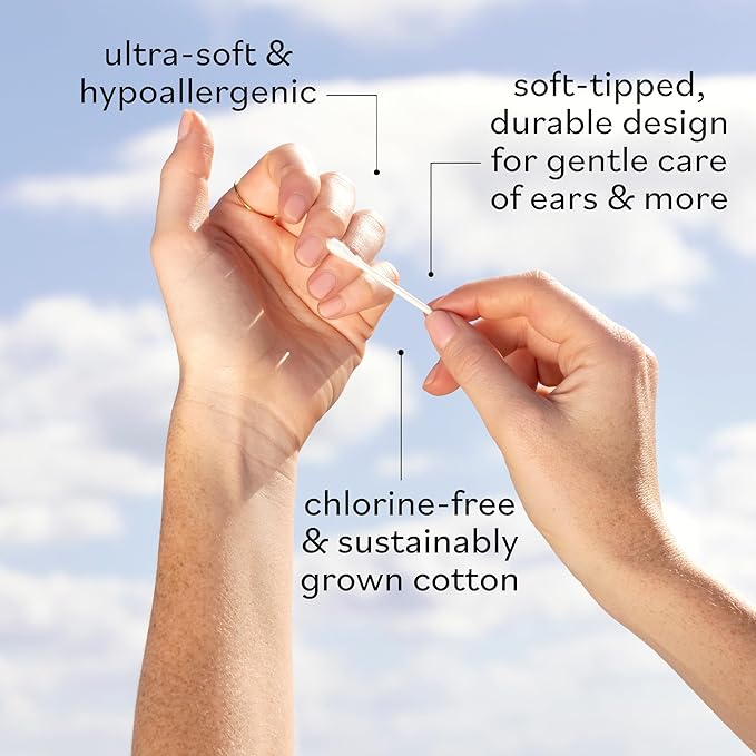 Sky Organics - Organic Cotton Swabs, 1000 ct. - Ultra Soft Tips - Strong & Durable - Hypoallergenic - Chlorine Free - Sustainable - Natural, Vegan & Cruelty Free - Skin Care & Self Care
