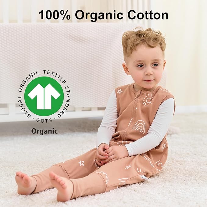 Yoofoss Toddler Sleep Sack With Feet 12-24 Months 100% Organic Cotton Baby Sleep Sack with Legs Toddler Wearable Blanket with 2-Way Zipper