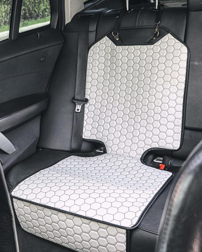 Premium Leather Car Seat Protector for Child Car Seat Cover from Dirt Scratches (2pc White)