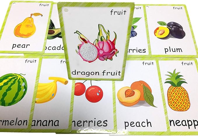 Set of Fruits Flash Cards for Toddlers(21 pc) | Kids Learning Flashcard & Montessori Pocket Cards Toys | Perfect for Pre-K Decor Background Wall Stickers, Teacher/Autism Therapists Tools