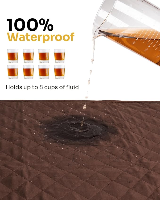 Hide Stains Bed Pads Washable Waterproof 36x72 Inch (1 Pack), Washable Bed Pads for Incontinence, Bed Wetting, Underpads, and Pet Protection, Brown – Ideal for Elderly, Adults, Kids and Pets