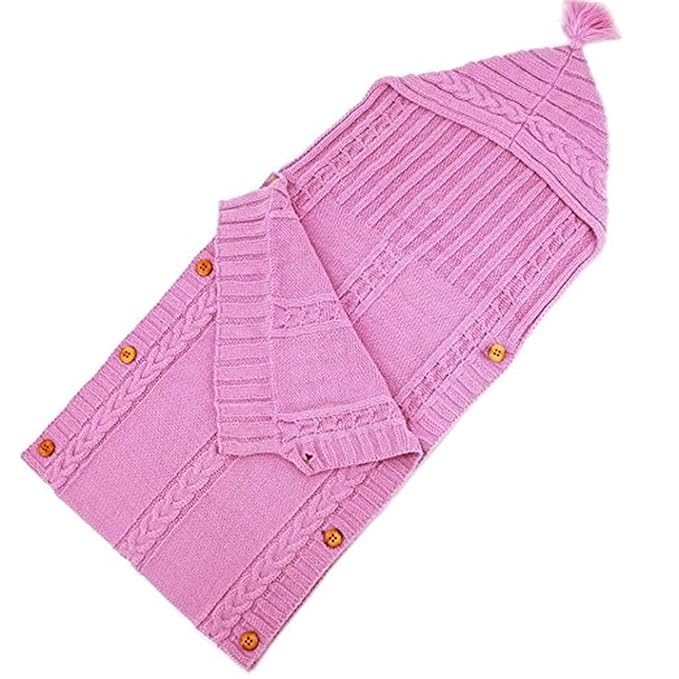XMWEALTHY Newborn Baby Wrap Swaddle Blanket Knit Sleeping Bag Receiving Blankets Stroller Wrap for Baby(Pink) (0-6 Month)