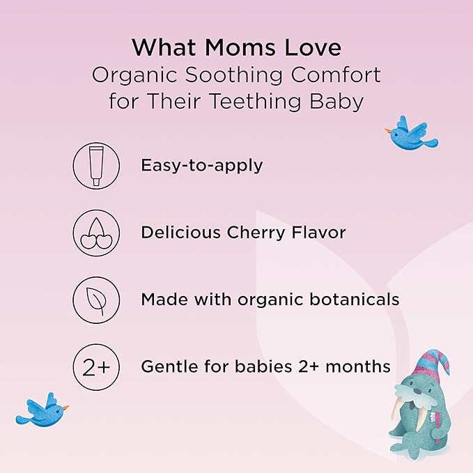 Hyland's Baby Organic Night Oral Soothing Gel, with Chamomile, Calendula, and Fennel, Cooling Gel for Oral Discomfort, Easy-to-Apply, Ages 2 Months and Up, 0.53 Ounce