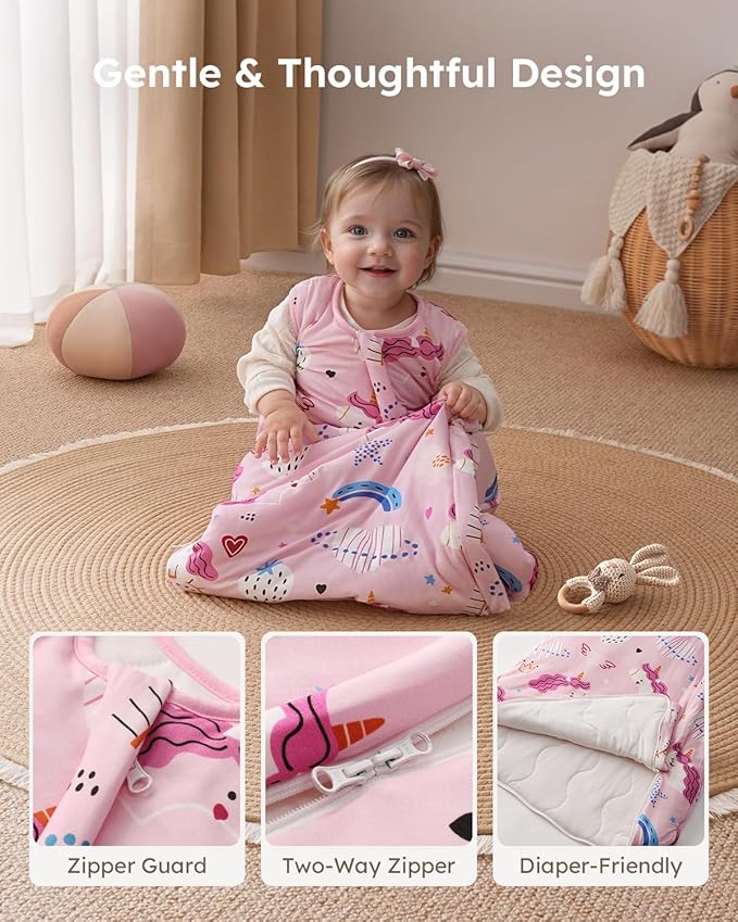 Yoofoss Rayon Made from Bamboo Baby Sleep Sack 18-24 Months 1.0 Tog Baby Wearable Blanket, Super Soft Infant Toddler Sleeping Sack 2-Way Zipper