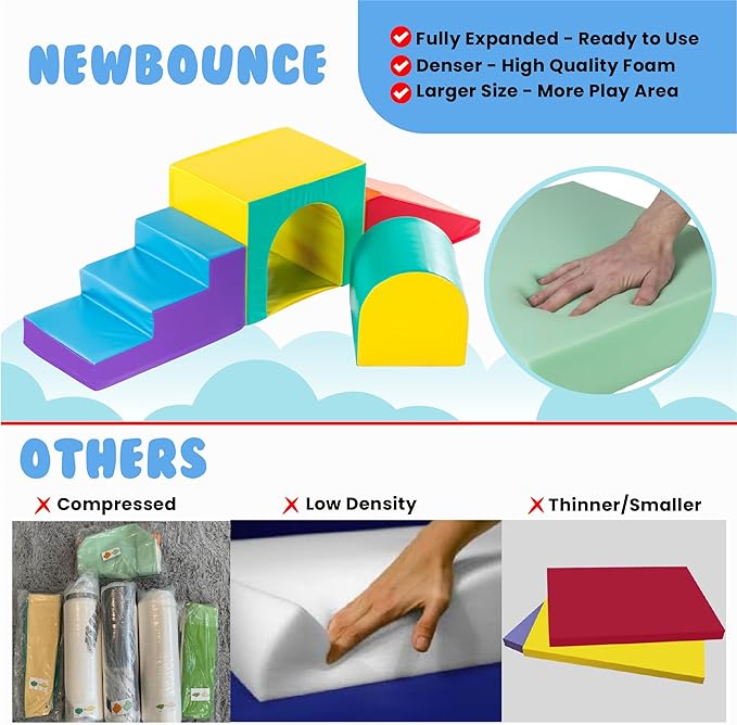 New Bounce Toddler Climbing Toys - Soft Play Set for Kids - Foam Climbing Blocks - Safe Soft Gym Equipment - Great for All Ages