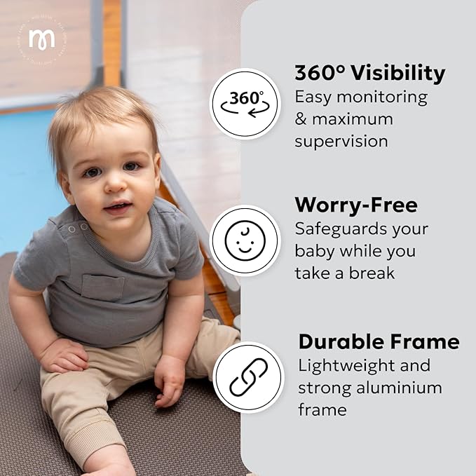 MioTetto Baby Playpen 74x74 – Safe & Sturdy Play Pen, Easy to Assemble and Store Playpen for Babies and Toddlers with Breathable Panels – Indoor & Outdoor Fence Play Area – Perfect with Play Mat