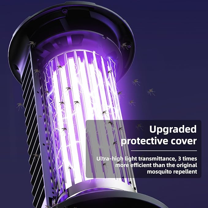Bug Zapper Outdoor,Fly Traps for Indoors,4200V High Powered Mosquito Repellent Outdoor Patio, with Switch 15W Light Mosquito Zapper for Indoor, Kitchen, Patio, Backyard and More (Black)