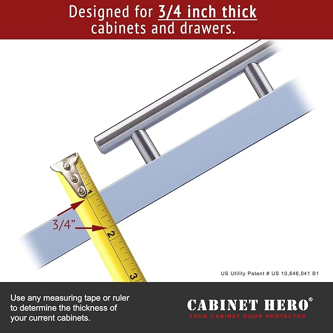 Cabinet Hero Slimline Cabinet Edge Protector - Prevents Chipping, Wear, Discoloration - Drawer Edge Guard, Bumper for Drawer - Easy Slip-On Installation - 3/4" Thick, 24" Length, Black, Pack of 4