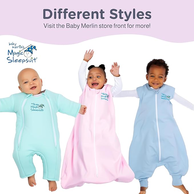 Magic Sleepsuit Baby Merlin's Cotton Baby Swaddle Transition Product - Soft and Cozy Design, Double Zipper for Easy Diaper Changes, Promotes Safe Sleep, 3-6 Months - Lavender - Small 12-18lbs