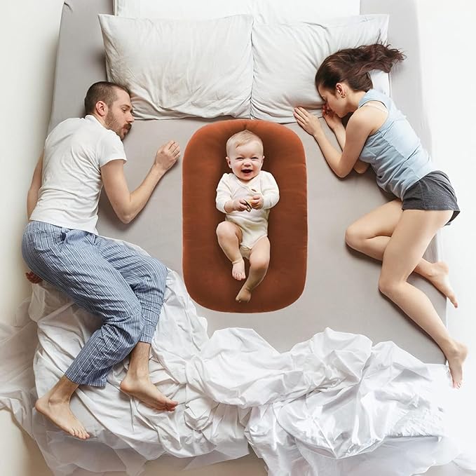 Baby Lounger - Baby Lounger for Newborn, Breathable & Soft Baby Nest Cover Co for Baby 0-12 Months, Baby Essentials Gifts, Portable Infant Lounger, Baby Snuggle Lounger Me (Brown2)