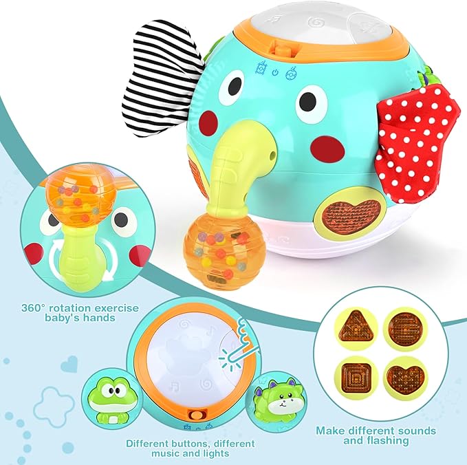 Crawling Toys - Baby Toys 6-12 Months, Elephant Musical Toy with Lights & Sounds, Interactive Learning Baby Crawling Toys for Motor Skills Development, Sensory Toys for Boys Girls, Christmas Birthday