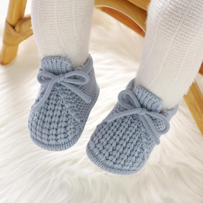 DovFanny Baby Booties Newborn Baby First Shoes Cozy Warm Knit Soft Booties for Toddler Infant Boy Girl