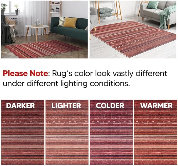 Keen Home Design 4x6 Rug - Machine Washable Area Rug with Non-Slip Backing, Ideal for Living Room, Dining Room, Bedroom - Vintage, Easy Clean, Durable, Low Pile Rug - (4' x 6')