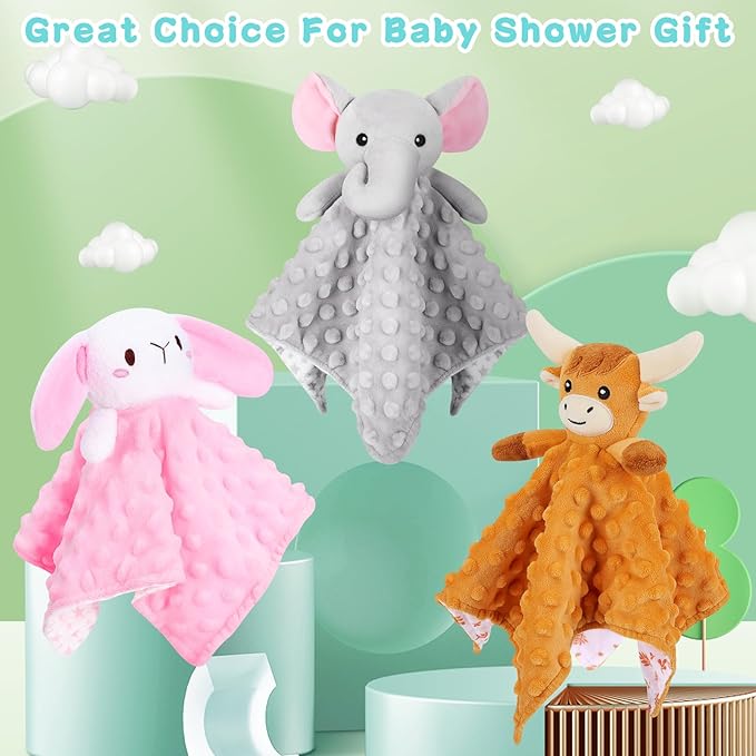 Loveys for Babies,Soft Baby Security Blanket for Newborn Infant Toddler Snuggle Toy Stuffed Animal,Lovey Elephant Security Blankets Baby Unisex Gifts(Gray Elephant,12.4in)