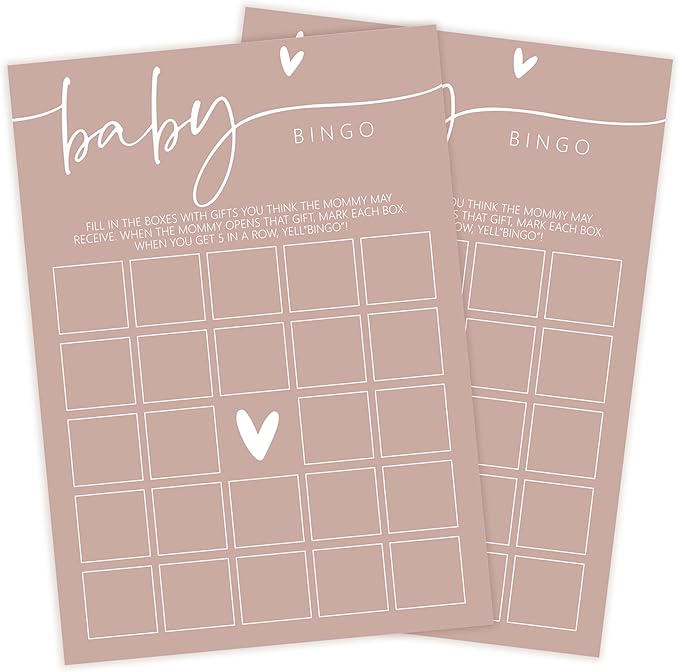 Baby Shower Games - Pink Baby Shower Bingo Game Cards, 30 Sets Gender Reveal Party Decorations Supplies Favors - F03