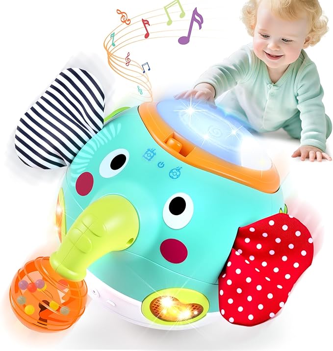 Crawling Toys - Baby Toys 6-12 Months, Elephant Musical Toy with Lights & Sounds, Interactive Learning Baby Crawling Toys for Motor Skills Development, Sensory Toys for Boys Girls, Christmas Birthday