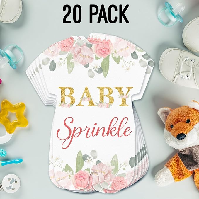 LyoGao Baby Sprinkle Baby Shower Invitations - Blush Floral Theme Baby Shower Party Fill in Invites Cards With Envelopes (20 Pack)