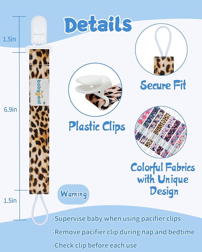 Babygoal Flower Pacifier Clips, 8 Pack Binky Paci Holder Clips for Baby Boys and Girls Fits for Most Pacifier, Binkie Styles & Baby Teethers & Toys and Gift 8PS51-B