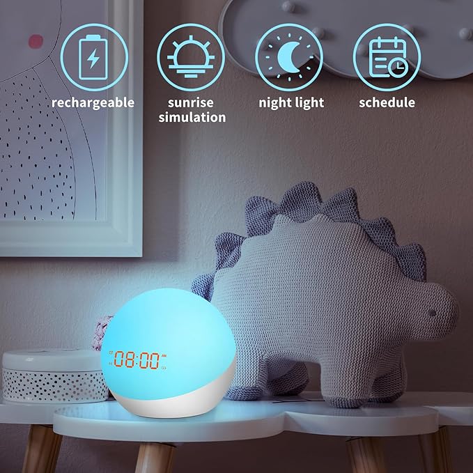 Ready to Rise Children's Sleep Trainer, Night Light, Alarm Clock, White Noise for Nursery or Soother, Toddler & Kids Bedroom (5nd Gen Upgrade)