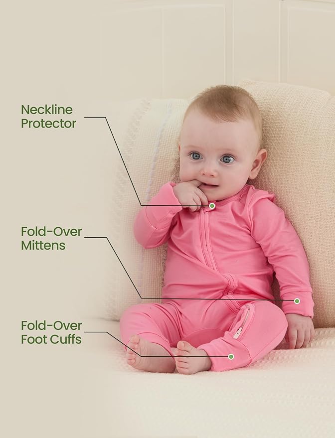 PATPAT Baby Footies Boys Girls - Bamboo Viscose - Zipper & Non-Slip Soles Romper Mitten - Footed & Footless Infant Clothes