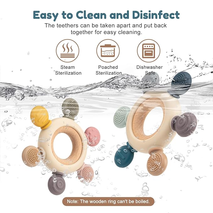 Baby Teething Toys for 0-6 6-12 Months, BPA Free Teether Sensory Toys for Babies 0 3 6 9 12 18 Months, Newborn Infant Toys Gifts for 1 One Year Old Baby Boys Girls