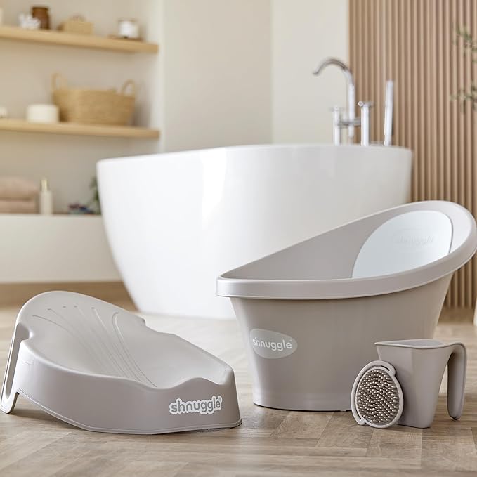 Newborn Baby Bath | Built in Support Bump and Soft Backrest | Suitable from Newborn | Bath Seat Support Includes Plug | Taupe