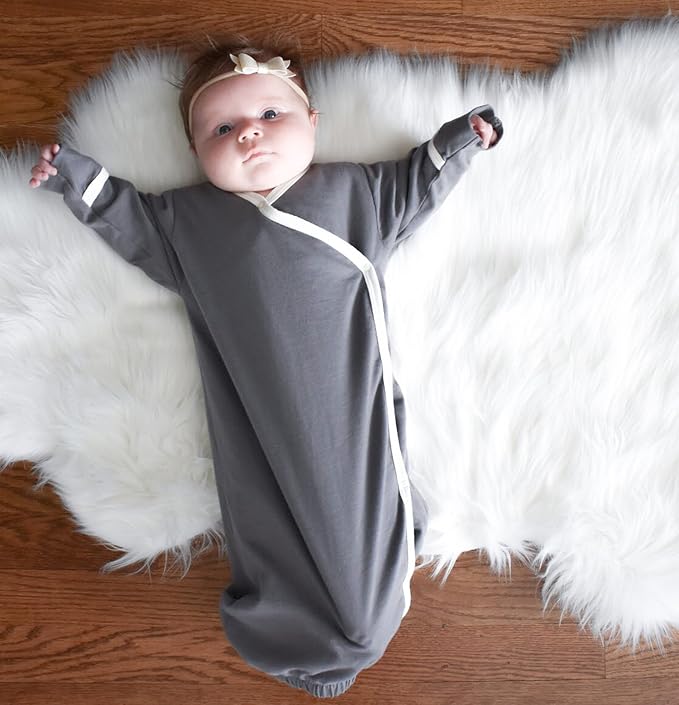 Babysoy Newborn Baby Kimono Wrap Around Snap Sleeper Gown Sack Bundler