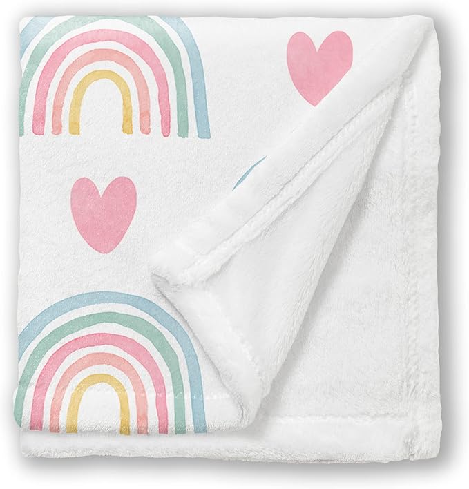 Arteaga Personalized Baby Blanket for Girls, Customized Rainbow Design for Newborn, New Mom, Super Soft Plush Fleece, 30''x40'', King