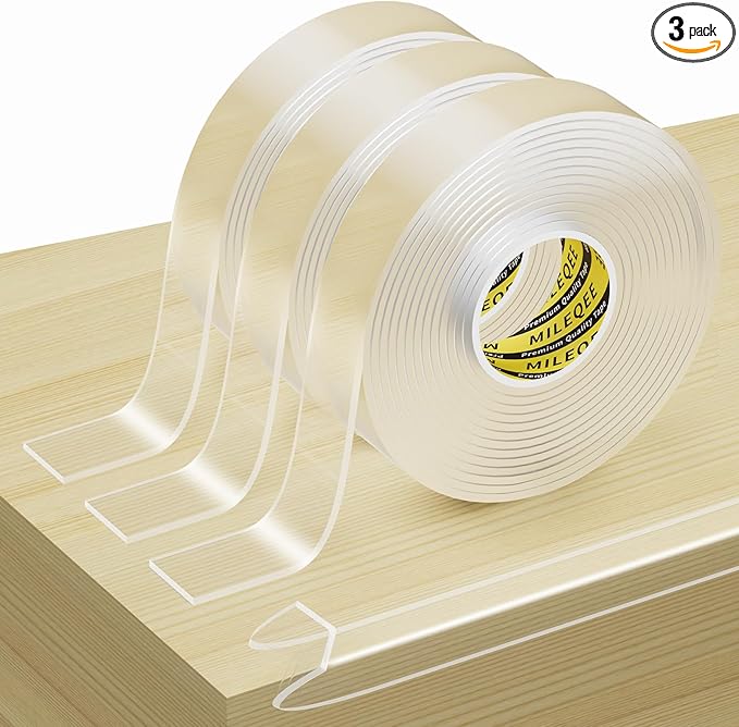 3Pack Clear Edge Protector Strip, 0.8in x 9.84FT(29.52FT Total), Sharp Edge Wrap Cover Tape, Self Adhesive Protective Bumper Guards for Cabinet Door Desk Glass Table Furniture, Kitchen Countertop