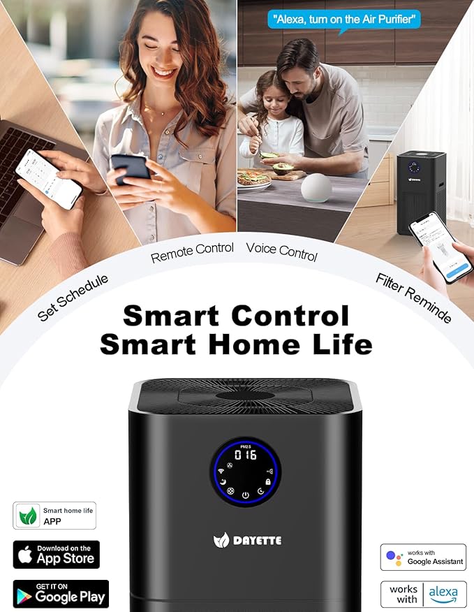4000ft² Air Purifiers for Home Large Room, Smart WIFI Air Purifiers APP & Alexa Control Air Cleaner, H13 Ture HEPA Filter for Pet Dander Smoke Dust, 22dB Sleep Mode for Bedroom (AP404 WIFI)