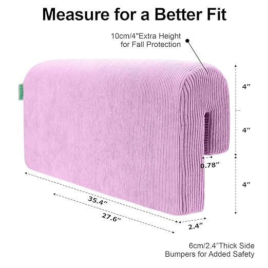 Bed Rail Bumpers Protector, Hospital Bed Rails Padding, Loft Beds and Bunk Beds Bumpers Protector, Premium Soft Memory Foam - Anti-Bump | Fall Prevention, Size 27.6 x 5.5 x 11.8 Inches, Purple