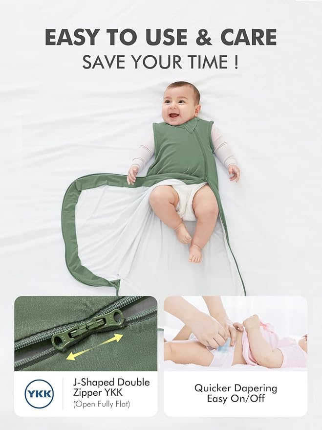 HAPIU Unisex Rayon Made from Bamboo Baby Sleep Sack TOG 0.5, 2-Way Zipper YKK, Wearable Blanket Toddler